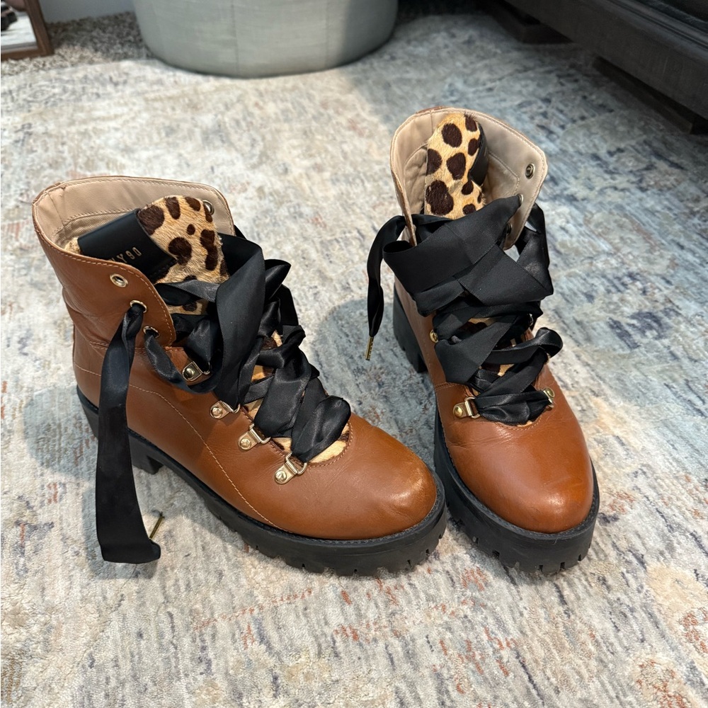 Steve Madden Brown and Black Lace Up Boots - Picture 3 of 7